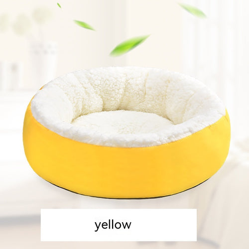 Cozy Round Lamb Wool Bed for Warm, Happy Pets